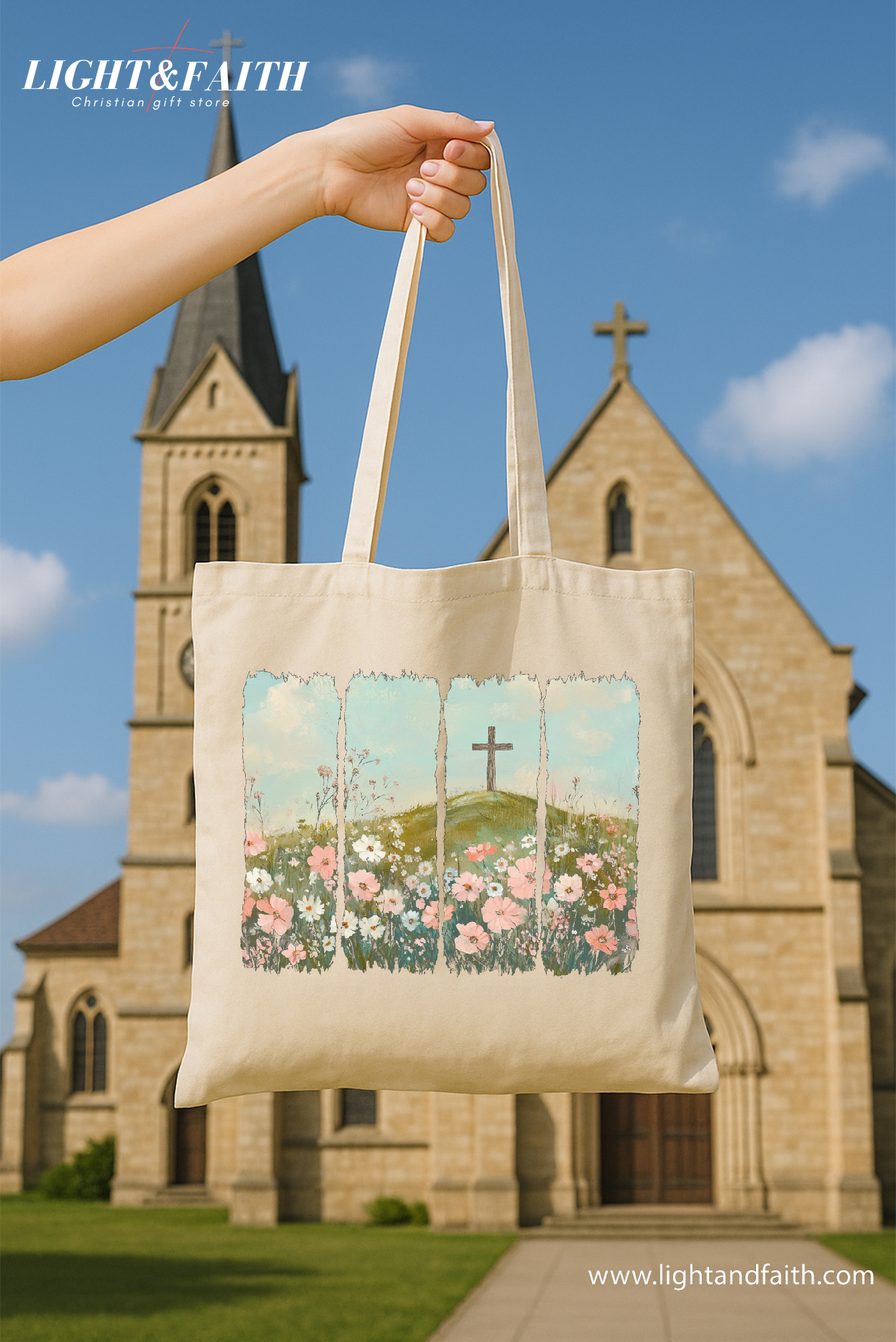 Christian Easter Tote Bag – Canvas Bible Verse Bag – Religious Gift for Her – Jesus Tote – Bible Study Canvas Tote – Faith-Based Gift TBLAF27
